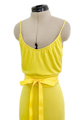 Minimalist 1970s Christian Dior by Marc Bohan Yellow Jersey Tank Dress w Three Tier Skirt