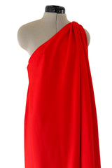 Prettiest 1978 Halston Red Jersey One Shoulder Draped Full Length Maxi Dress