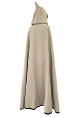 Well Documented Fall 1976 Yves Saint Laurent Hooded Cape w Braided Edges & Tassel Details