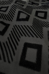 Prettiest 1960s Pierre Balmain Full Length Fused Velvet in Black Silk Geometric Pattern Skirt