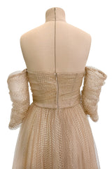 Magical Fall 2021 Christian Dior by Maria Grazia Chiuri Fine Gold Metallic Net Dress w Full Skirt