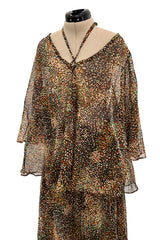 Fantastic 1970s Yves Saint Laurent Light and Airy Top w Curved Sleeves & Tiered Dress Skirt Set