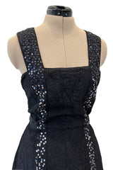 Incredible Cruise 2000 Chanel by Karl Lagerfeld Crinkle Textured Silk Dress w Sequin Detailing