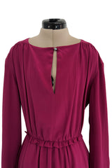 Chic Early 2000s Chloe Deep Burgundy Merlot Coloured Simple Silk Shift Dress w Ties