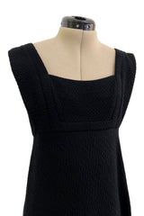 Minimalist c. 1964 James Galanos Superb Detailed Square Neckline Long Sheath Dress