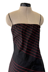 Fall 1978 George Stavropoulos Minimalist Bias Cut Black & Red Silk Dress