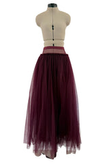 Gorgeous Resort 2020 Khaite Look 21 Burgundy Net Full Skirted Dress & Underskirt