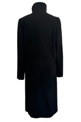 Minimalist Fall 2001 Gucci by Tom Ford Runway Look 21 Cashmere & Leather Sleek Black Coat