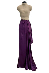 Rare Fall 2007 Christian Dior by John Galliano Runway Look 43 Purple Hammered Silk Top Skirt Dress Set