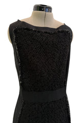 2010s Giambattista Valli Black Dress Stretch Sleeveless Dress w Front Metallic Thread Wool Inset