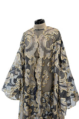 Phenomenal Fall 1993 Paco Rabanne Haute Couture Runway Sample Look 51 Metallic Gold & Silk Net Evening Caftan Coat