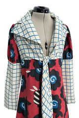 Rare 1969 Ossie Clark Documented Wide Leg Pant & Tie Front Overcoat Set w Celia Birtwell Print