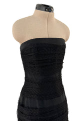 Spring 1987 Yves Saint Laurent Grosgrain, Dotted Net & Silk Strapless Dress w Bows