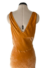 Magical Fall 2005 John Galliano Deep Golden Coloured Bias Cut Velvet Dress w Front Knot Detail