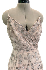 Dreamy Spring 2012 Oscar de la Renta Runway Look 47 Nude Pink Feather Dress w Silver Thread Flowers Detailing