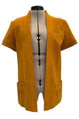 Late 1960s Christian Dior by Marc Bohan Chic Mustard Coloured Short Sleeved Soft Suede Jacket & Belt