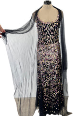 Dreamy Cruise 2006 Chanel by Karl Lagerfeld Weightless Blue Silk Tulle Dress w Iridescent Sequins