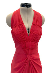 Phenomenal Cruise 2011 Christian Dior by John Galliano Red Silk Chiffon Dress w Pleated Detailing