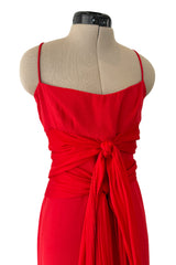 Prettiest Spring 2003 Original Valentino Runway Look 64 Red Silk Dress w Silk Chiffon Ties