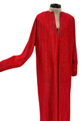 Fabulous 1970s Halston Metallic Red Lame Lurex Full Length Caftan Dress