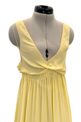 Ethereal 2000s Christian Dior by John Galliano Pale Yellow Silk Chiffon Dress w Barely There Bodice