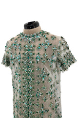 Extraordinary Unlabeled Net Pale Green Dress w Extensive Beading & Sequin Work