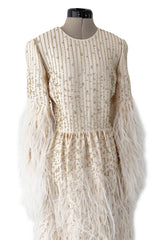 Extraordinary Resort 2020 Valentino by Pierpaolo Piccioli Ivory Silk Beaded Feather Dress