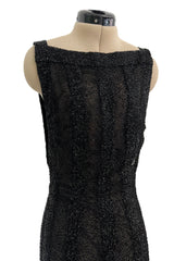 Extraordinary 2006 John Anthony Couture Black Hand Beaded Runway Dress w Bib Front & No Back