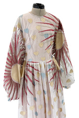 Spectacular Spring 2017 Sandra Mansour Metallic Sun & Heart Pale Pink Net Dress