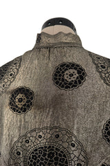 Decadent 1920s Unlabeled Real Metal Thread Metallic Lame & Black Pattern Easy Fit Top