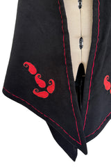 Rare Fall 1981 Christian Dior by Marc Bohan Haute Couture Wool Leather & Velvet Triangle Shawl