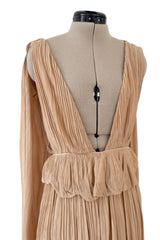 Chic Spring 2019 Chloe by Natacha Ramsay-Levi Pleated Chiffon Dress w Attached Caped Back