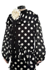 Prettiest Resort 2017 Gucci by Alessandro Michele Black & White Polka Dot Silk Chiffon Dress