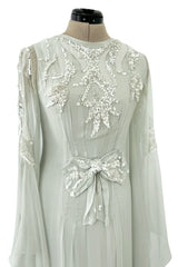 Spectacular Cruise 2011 Christian Dior by John Galliano Pale Seafoam Silk Chiffon Embellished Caftan Dress