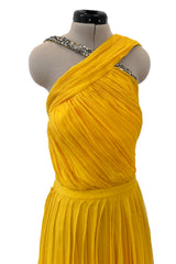 Spring 2009 John Galliano Deep Yellow Silk Chiffon Dress w Rhinestone Detailing