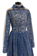 Phenomenal Fall 2013 Valentino by by Maria Grazia Chiuri & Pierpaolo Piccioli Runway Look 54 Dusty Blue Lace Dress