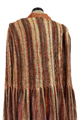 Incredible 1980s Carolina Herrera Angora & Mohair Knit Cape w Panels of Metallic Gold Thread