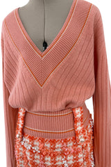 Phenomenal Spring 2001 Chanel by Karl Lagerfeld Runway Cashmere & Sequin Top & Skirt Set