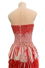 Spring 2019 Esteban Cortazar Runway Strapless Intricately Beaded & Woven Dress w Fringe Skirt