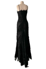 c 1995 Gianni Versace Atelier Haute Couture Black Hand-Beaded Dress w Top Stitched Bust