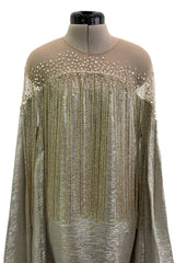 Dreamy Spring 2019 Oscar de la Renta by Laura Kim & Fernando Garcia Runway Look 57 Gold Silver Bead Caftan Dress