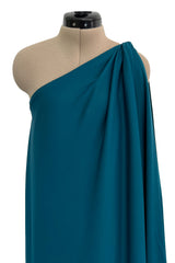 Prettiest 1978 Halston Dark Teal Jersey One Shoulder Draped Full Length Maxi Dress
