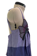 Prettiest Spring 2009 Emporio Armani Runway Finale Look 91 Purple Dress w Elaborately Beaded Butterfly Appliques