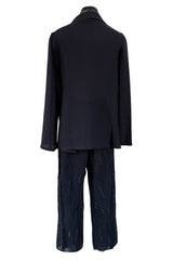Ad Campaign Spring 2016 Giorgio Armani Runway Look 29 Three Piece Navy Top, Pant & Neckpiece Set