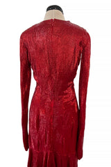 Phenomenal Fall 2011 Alexandre Vauthier Haute Couture Runway Look Hand Beaded Red Silk Chiffon Dress