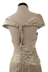 Elegant Resort 2010 Oscar de la Renta Gold Runway Look 48 Metallic Gold & Silver Lame Halter Dress