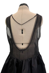 c. 2006 Prada by Miuccia Prada Black Silk & Silk Chiffon Low Scooped Back Sleeveless Puff Dress