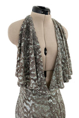 Incredible 2005 John Anthony Couture Runway Sample Hand Beaded & Sequin Plunge Dress