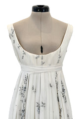 Important Fall 2003 Alexander McQueen 'Scanners" Runway Look 55 White Silk Corset Dress w Silver Sequins & Embroidery