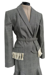 Incredible Fall 1999 Christian Dior by John Galliano Jacket & Skirt Suit Set w Fringe Detailing